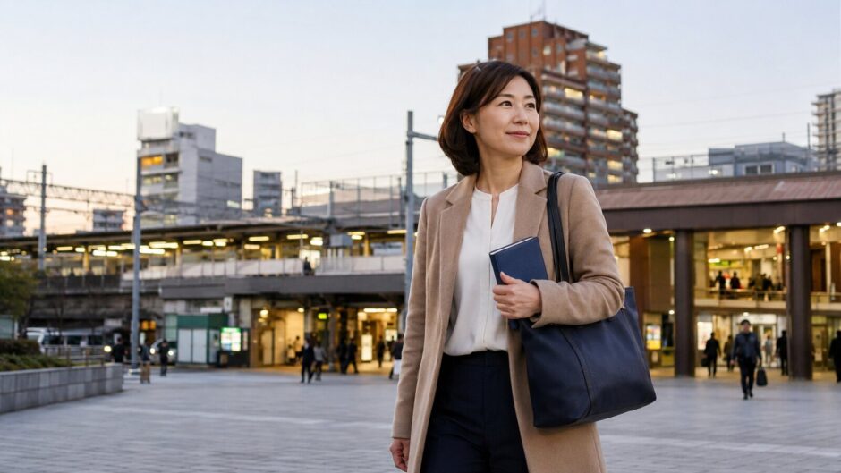 赤羽駅から新宿方面へ通勤し英会話教室を探す大人女性