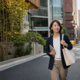 赤坂の街を英会話教室へ向かう大人女性