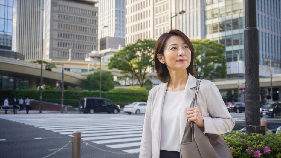 赤坂見附の街を仕事帰りに歩く大人女性
