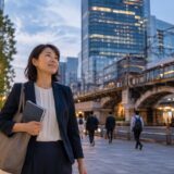 秋葉原で仕事を終え英会話教室への通学を考える大人女性