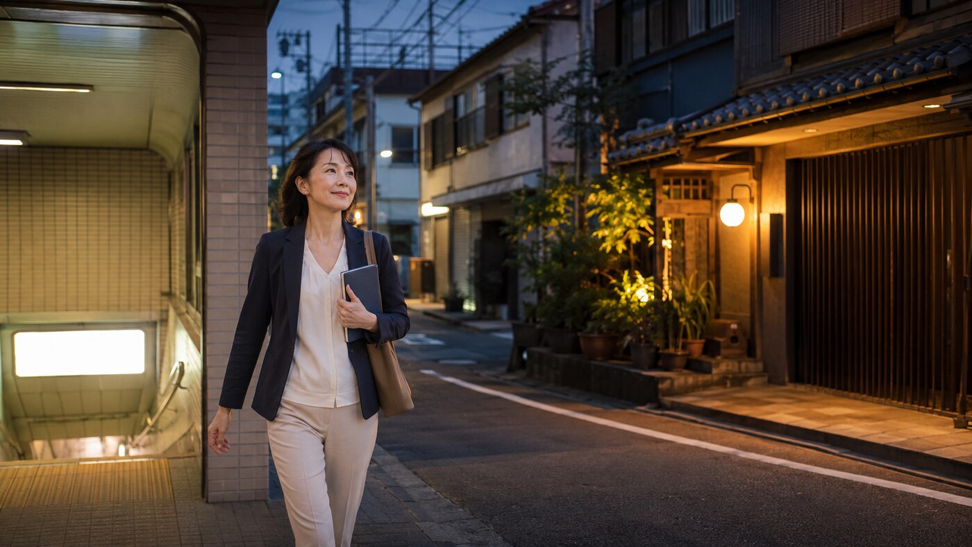 銀座で英会話を学び浅草へ帰宅する大人女性