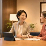 仕事帰りにマンツーマン英会話レッスンを受ける大人の女性