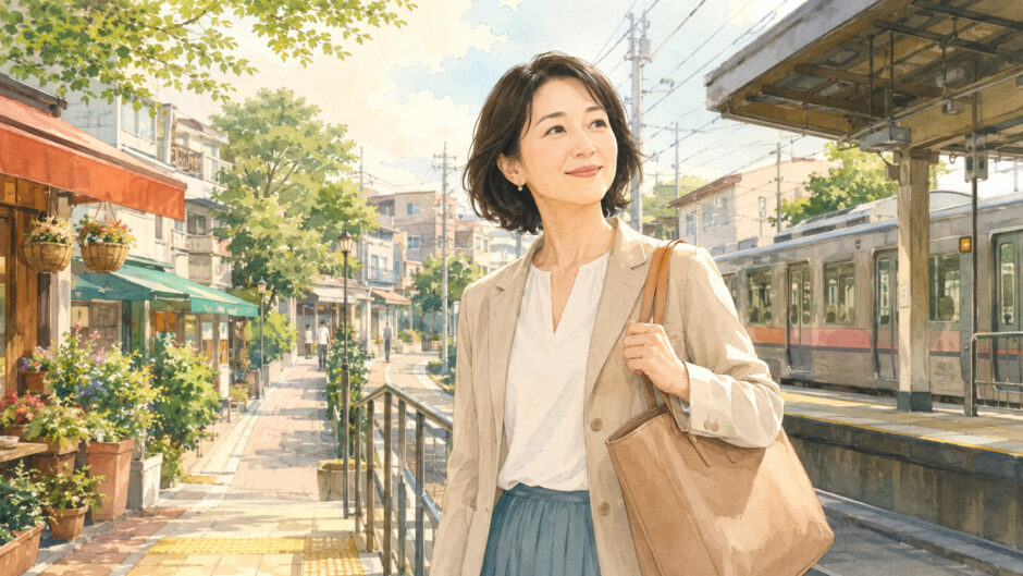 永福町から井の頭線で渋谷の英会話教室へ通う大人女性