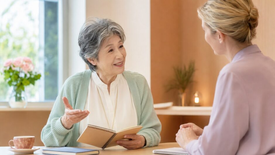 70代から外国人講師とのマンツーマン英会話を楽しむ初心者女性