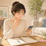 英会話レッスン前後に短時間で予習と復習をする大人女性
