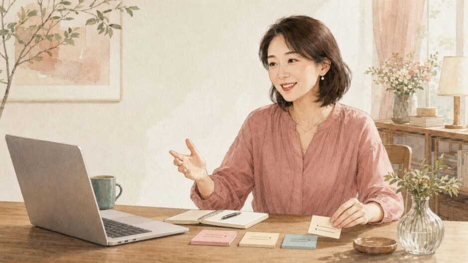 基本文法を使って英会話を練習する大人女性