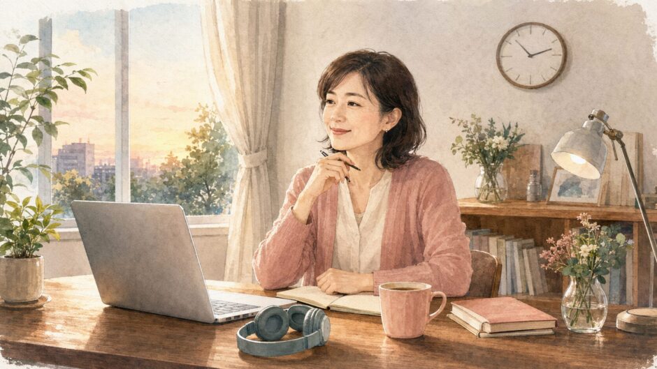 仕事と両立しながら英語を学び直す40代女性