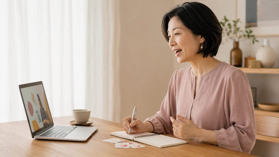 口語英語を声に出して学ぶ大人女性