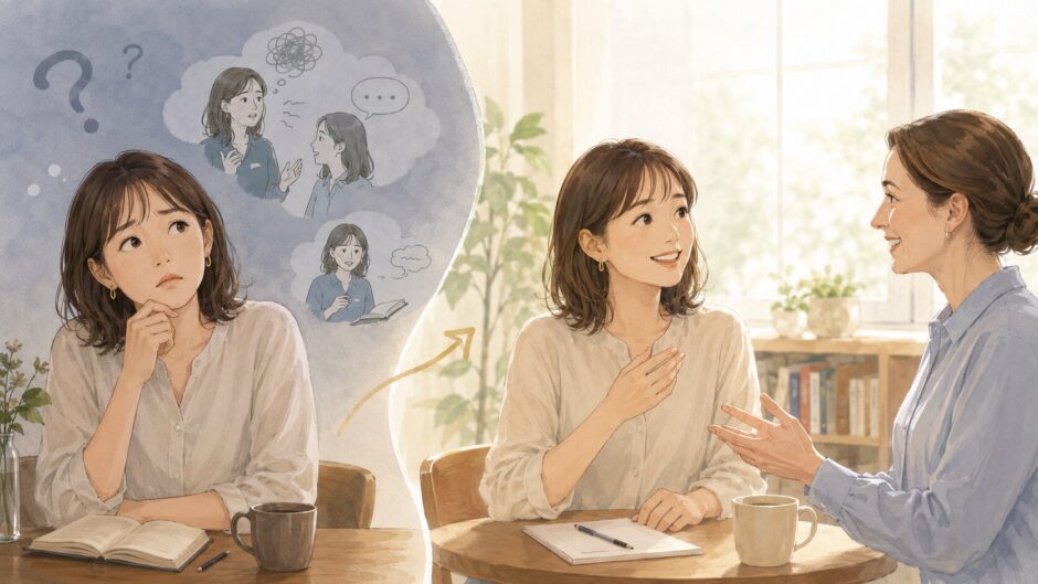 英会話教室は意味がないのか不安に感じる大人初心者が一歩ずつ会話できるようになる様子