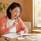 英会話教室に通っても話せない理由を振り返り、声に出して練習する大人女性