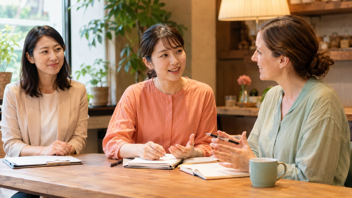 外国人講師との英会話を日本人スタッフが支える初心者向けレッスン