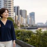 五反田の街を仕事帰りに歩く大人女性