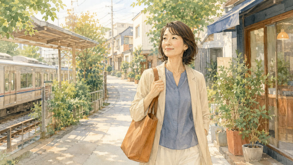 池ノ上から井の頭線で渋谷の英会話教室へ通う大人女性