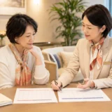 英会話教室の短期集中と週1回の学習計画を相談する大人初心者女性