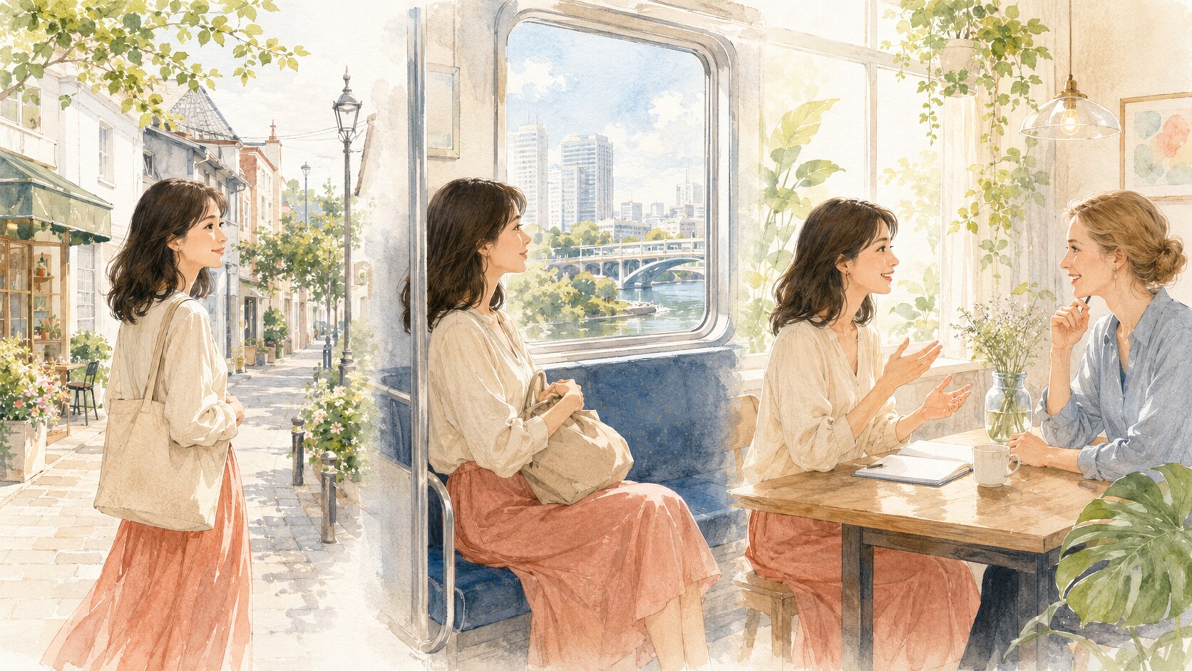 自由が丘から二子玉川まで候補を広げて英会話教室を探す大人女性