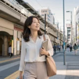 蒲田で英会話教室へ向かう大人女性