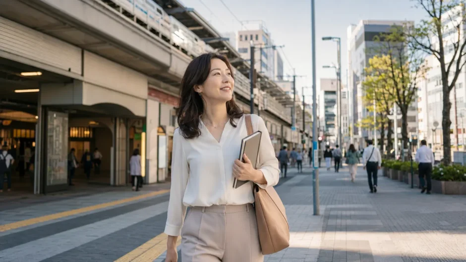 蒲田で英会話教室へ向かう大人女性