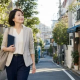 上野毛で英会話教室へ向かう大人女性