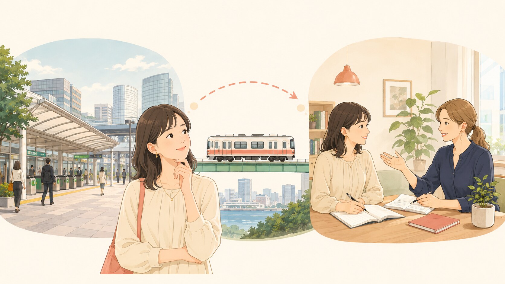 川崎から横浜まで候補を広げて自分に合う英会話教室を探す大人女性