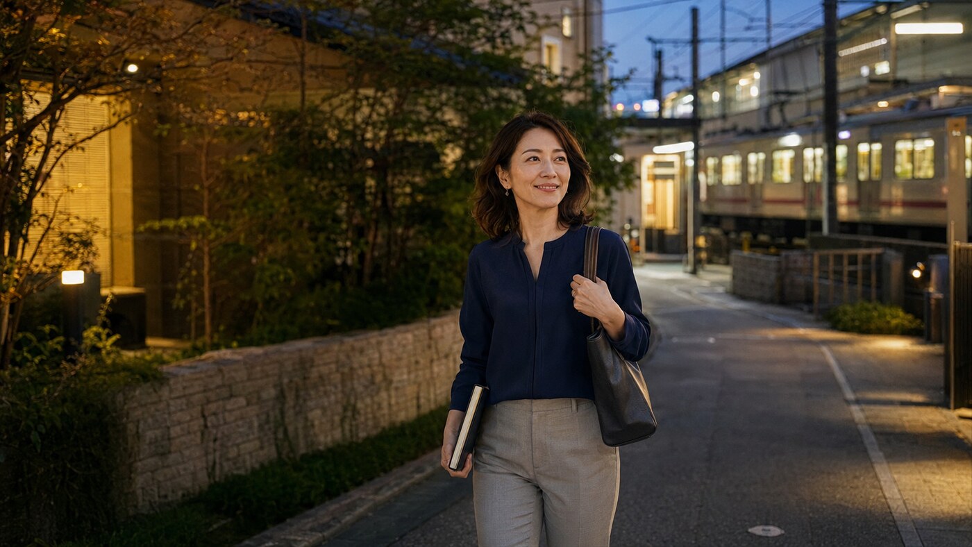 二子玉川で英会話を学び大井町線で九品仏へ帰宅する大人女性