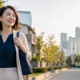 中野坂上から新宿方面の英会話教室へ向かう大人女性