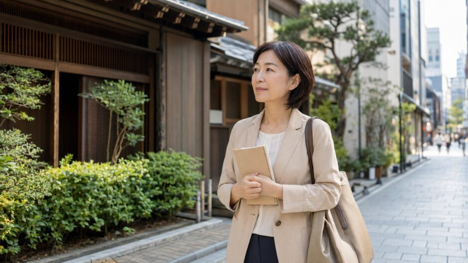 人形町の街で英会話の学び直しを考える大人女性