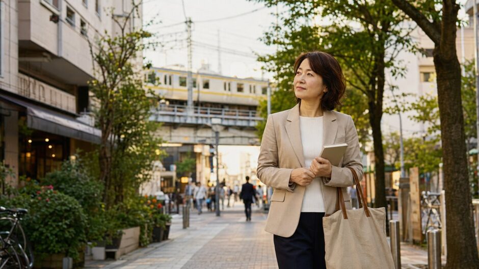 荻窪の街を歩く英会話の学び直しを考える大人女性