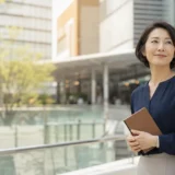 大井町の駅周辺で英会話教室を検討する大人女性