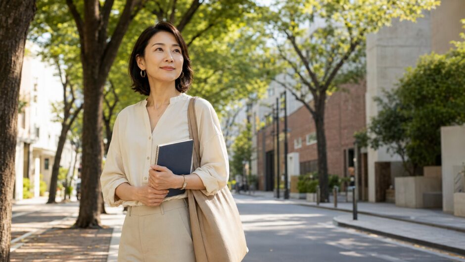表参道で英会話教室を探す大人女性