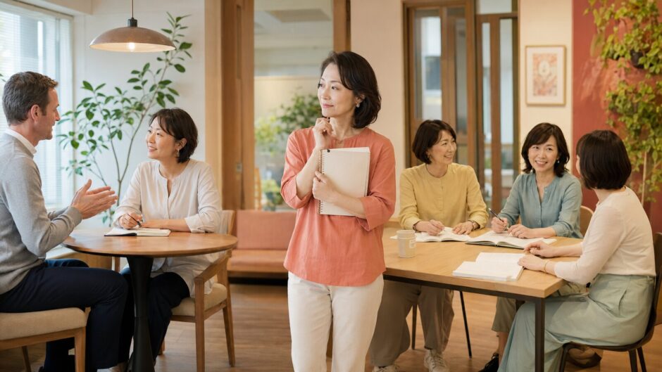 マンツーマン英会話とグループレッスンのどちらが自分に合うか考える大人女性