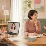 オンライン英会話と対面の英会話教室を比較する大人女性