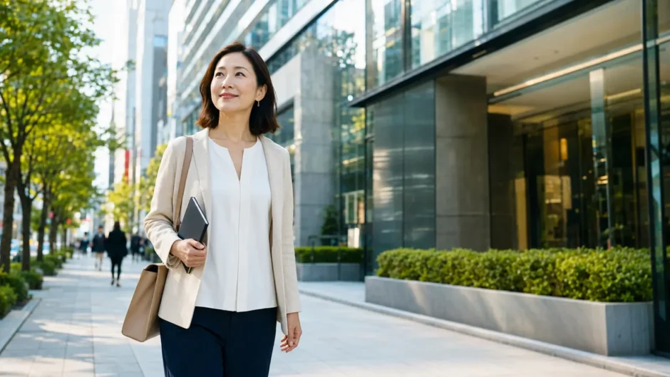 六本木で英会話教室へ向かう大人女性