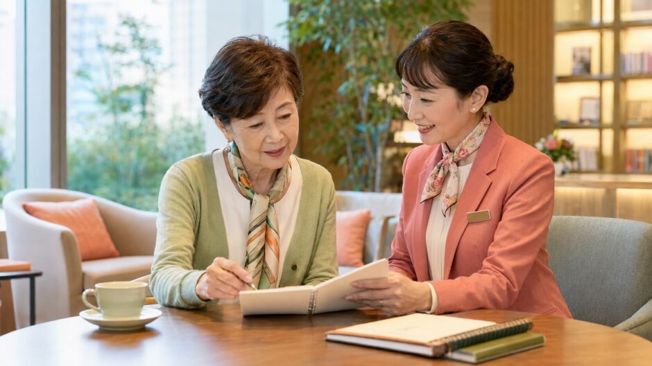 日本人コンシェルジュと英会話の始め方を相談するシニア初心者女性