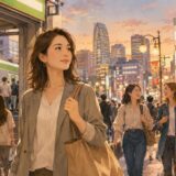 新大久保から新宿の英会話教室へ向かう大人女性