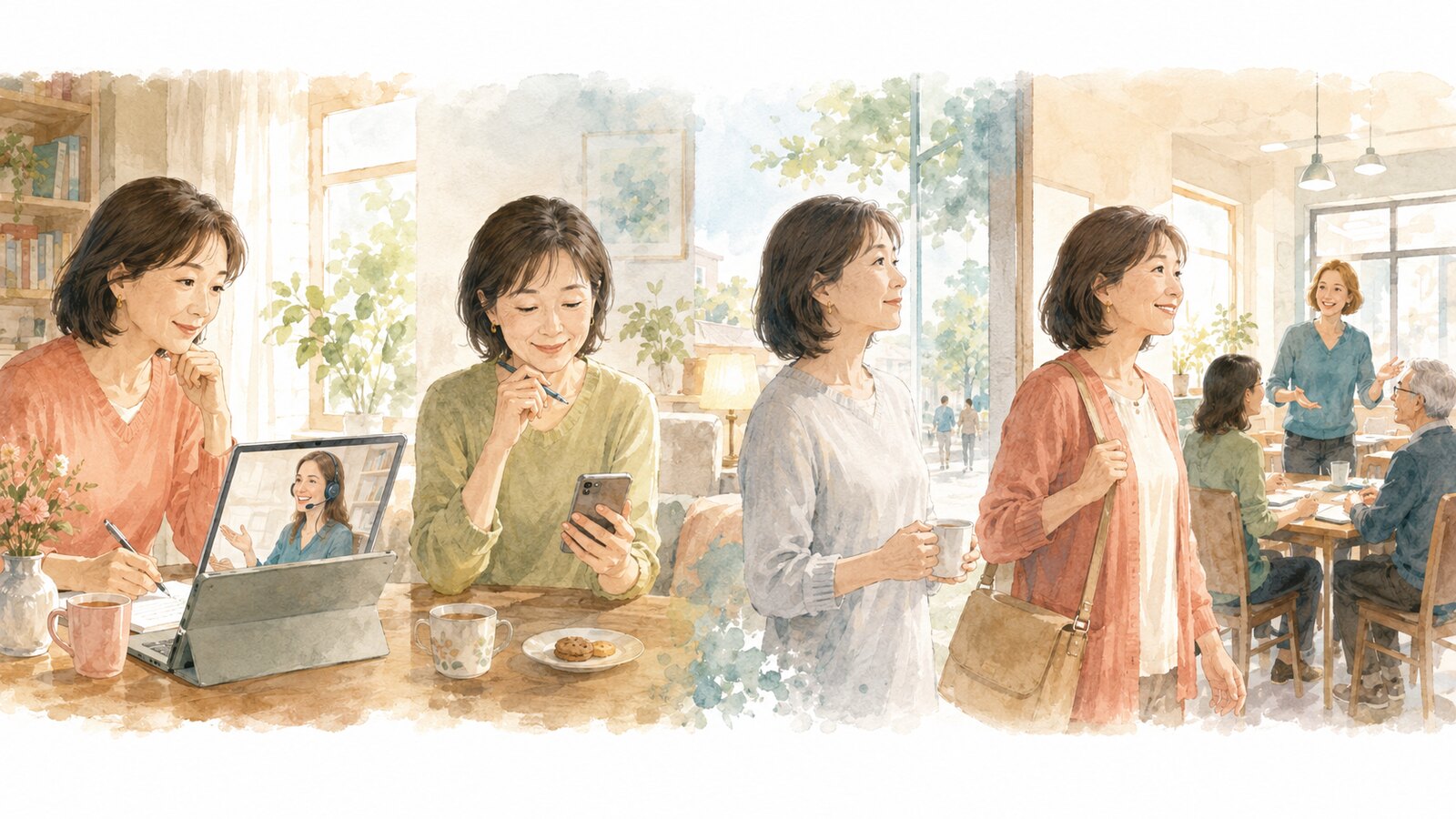 忙しい大人が無理なく英語学習を続ける小さな習慣のイラスト