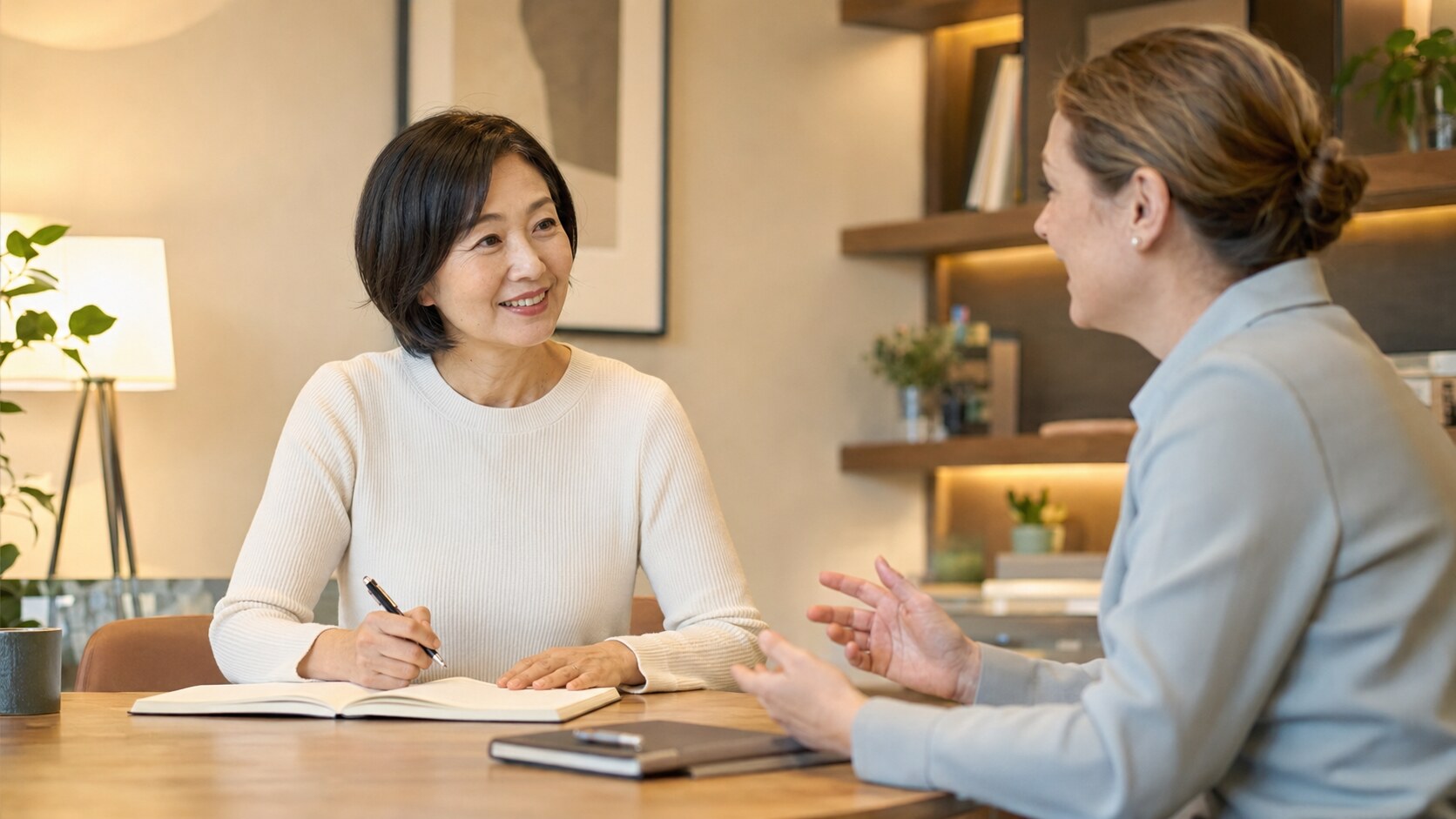 b わたしの英会話でマンツーマンレッスンを受ける大人初心者の女性