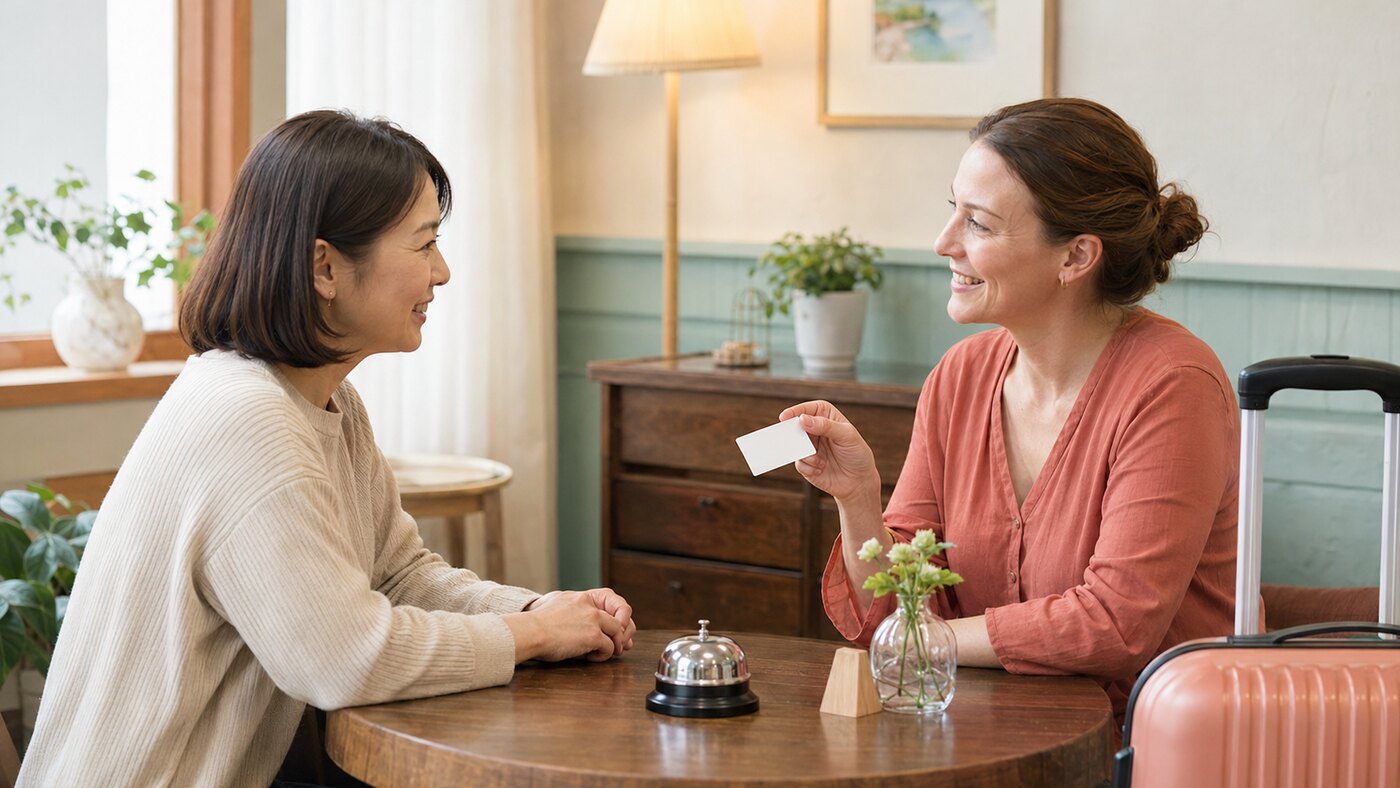 ホテルでのやり取りを想定して旅行英会話を練習する大人初心者女性