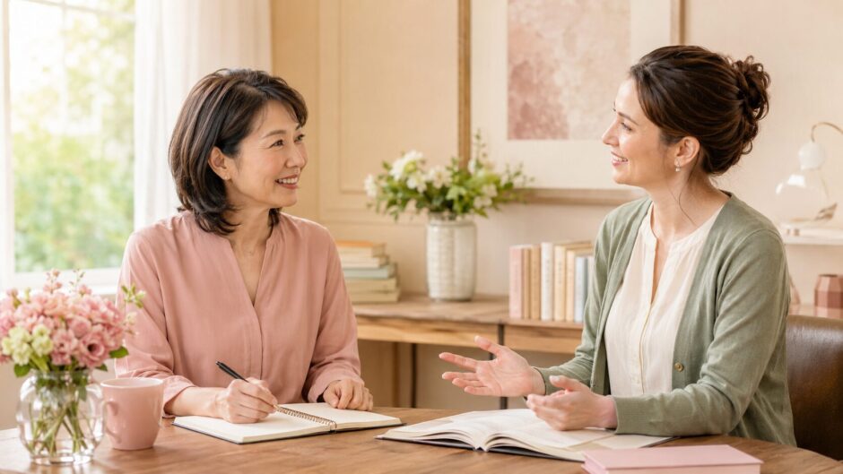 週1回の英会話レッスンを楽しむ大人の初心者女性