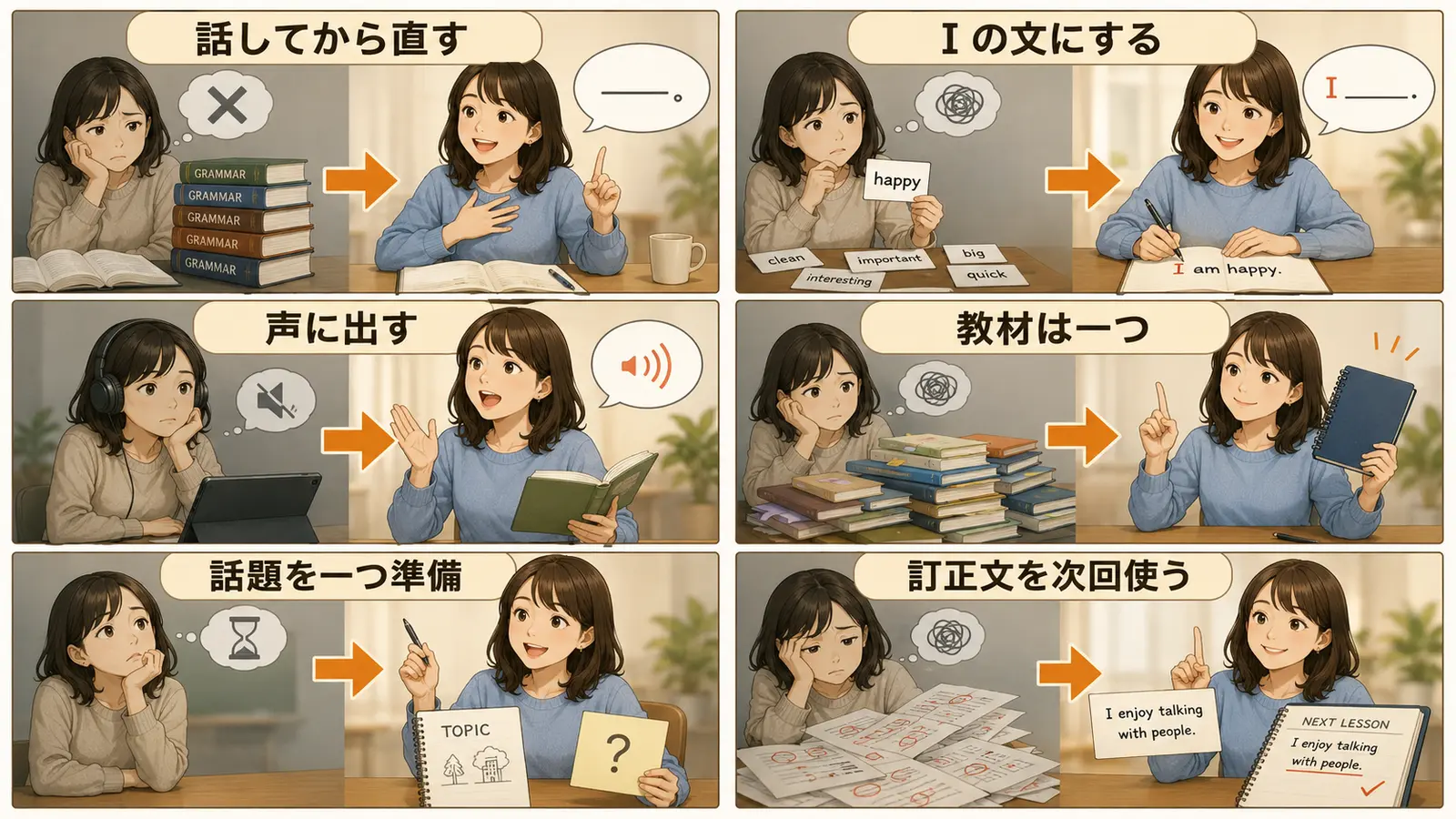 英会話初心者の勉強法をレッスンで使える行動へ変える6つの方法