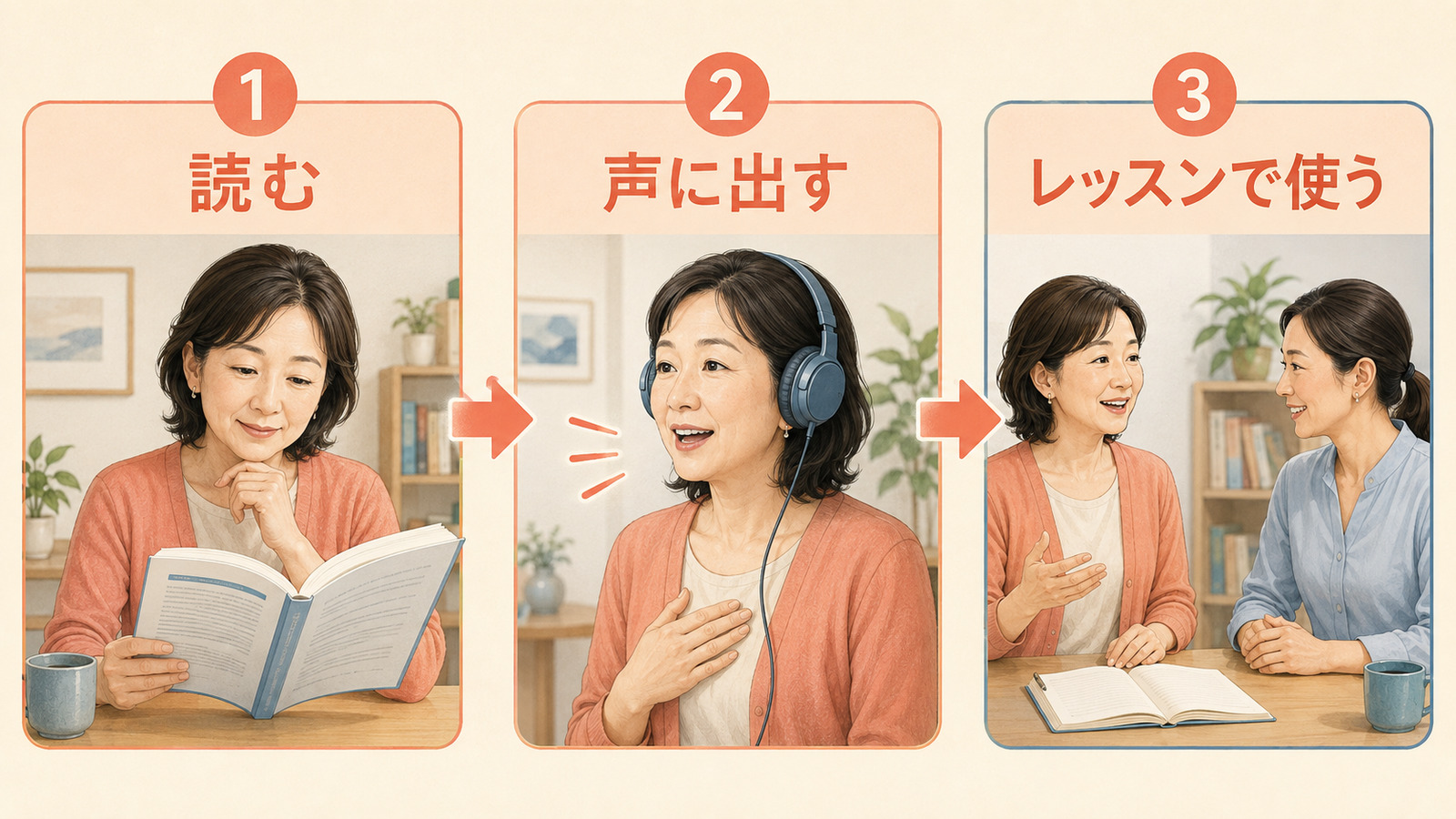 英語本を読んで声に出しレッスンで使う3段階の学習法