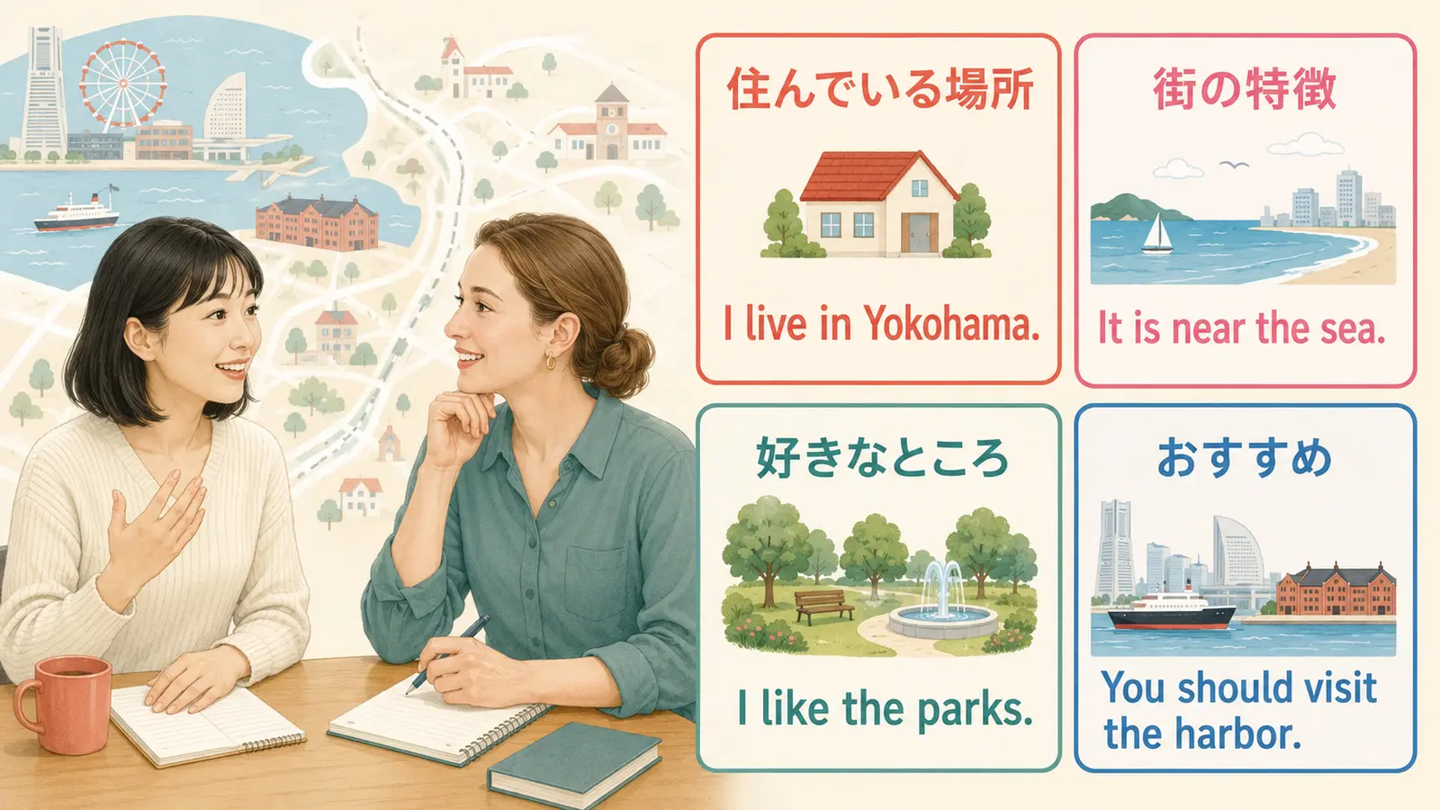 住んでいる場所・街の特徴・好きなところ・おすすめを英語で話す4つの部品