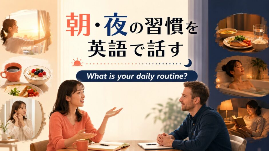 英会話レッスンで朝と夜の習慣を英語で話す大人初心者の女性