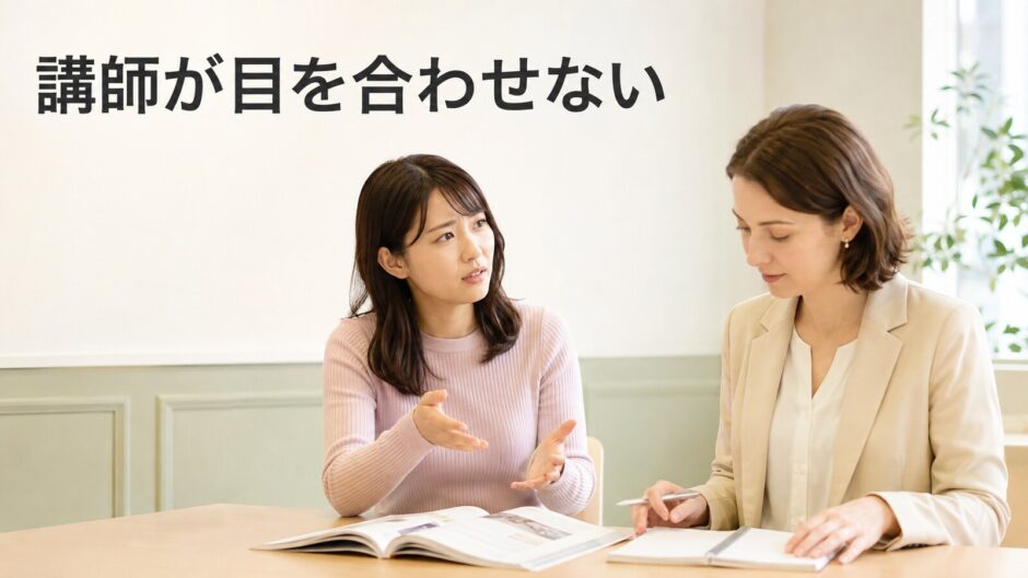 英会話講師が目を合わせず話を聞いているか不安になる大人の女性