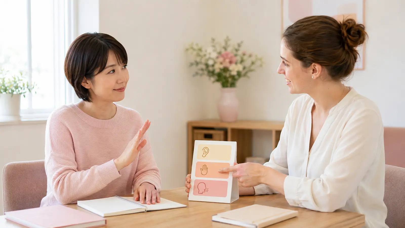 英会話講師とレッスンの話す速度を相談する大人初心者