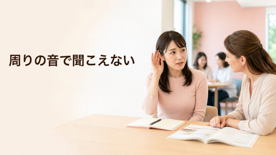 英会話レッスンで周囲の音が気になり講師へ相談する大人初心者