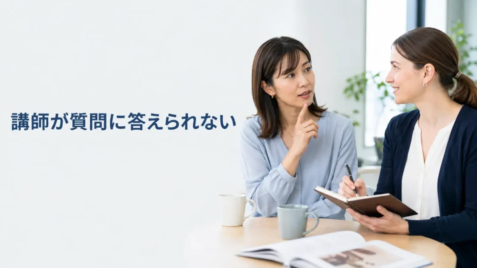 英会話講師が質問への回答を確認すると伝えるレッスン