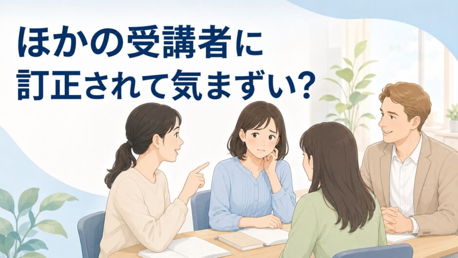 英会話グループレッスンでほかの受講者から間違いを訂正され気まずく感じる初心者