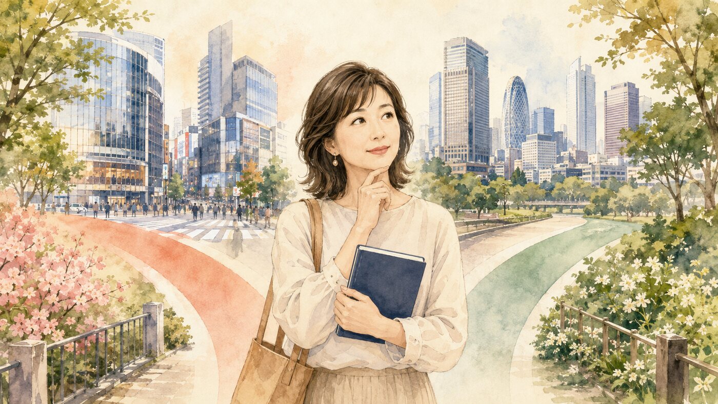 原宿から渋谷・新宿への通学動線を比較する大人女性