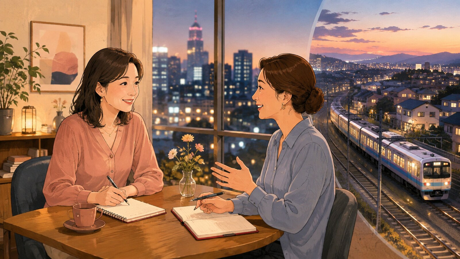 新宿でマンツーマン英会話を受け小田急線で経堂へ帰る大人女性