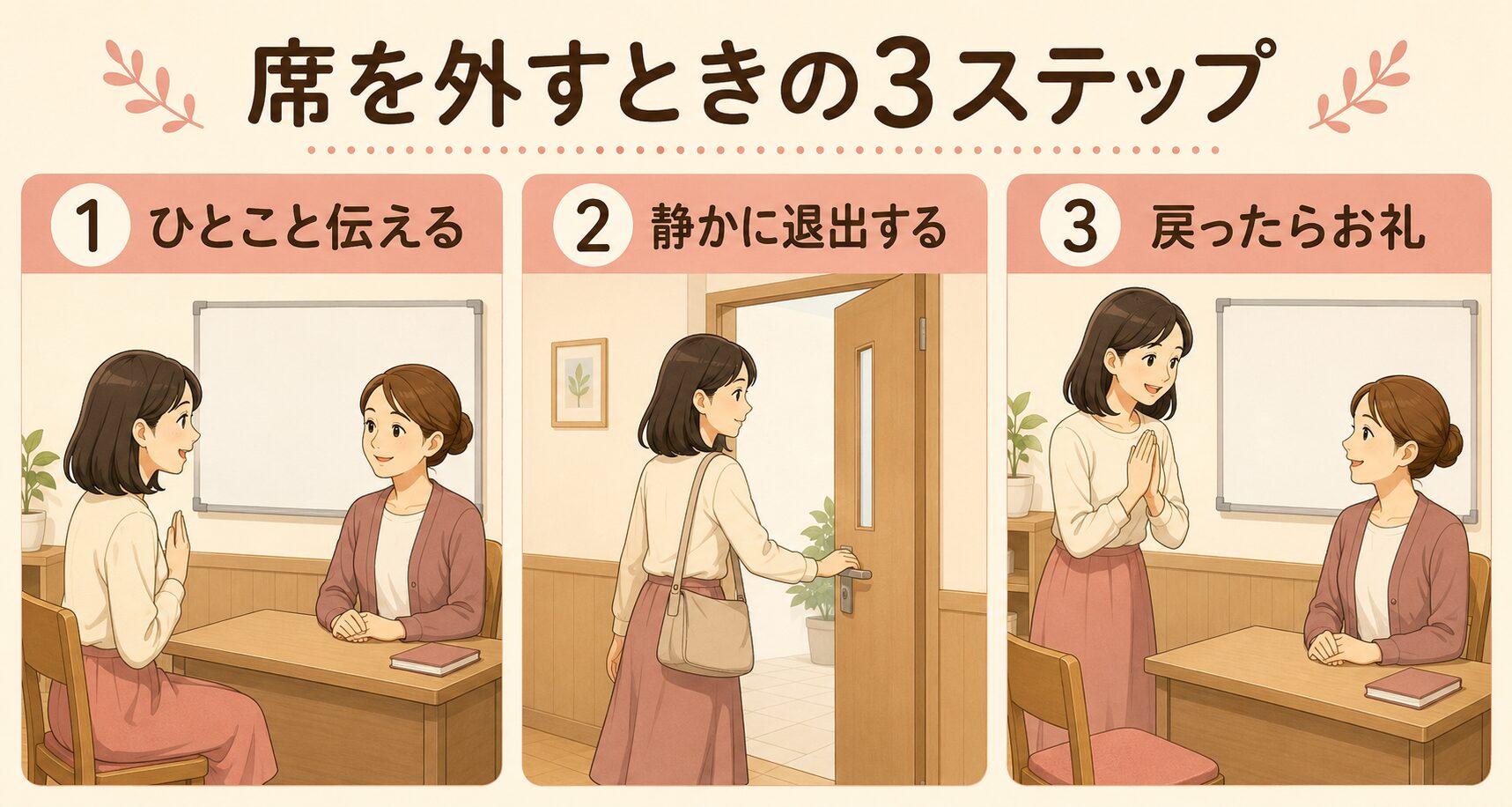 英会話レッスンで席を外すときの3ステップ